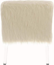 Faux Sheepskin Accent Chair White & Clear