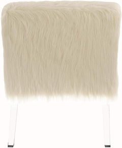 Faux Sheepskin Accent Chair White & Clear