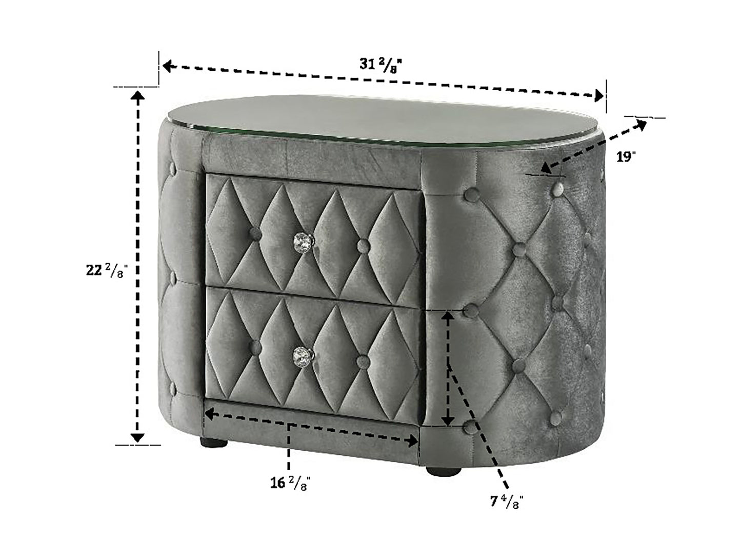 Voltare Night Stand Grey