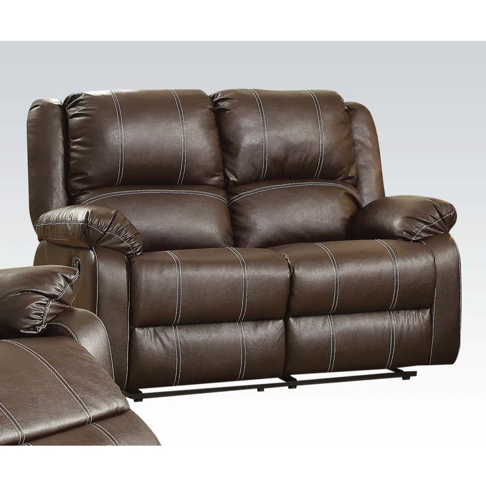 Zuriel Motion Loveseat - Brown Leatherette