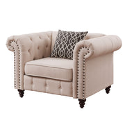 Aurelia 45"W Linen Chair with Pillow