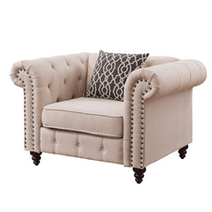 Aurelia 45"W Linen Chair with Pillow