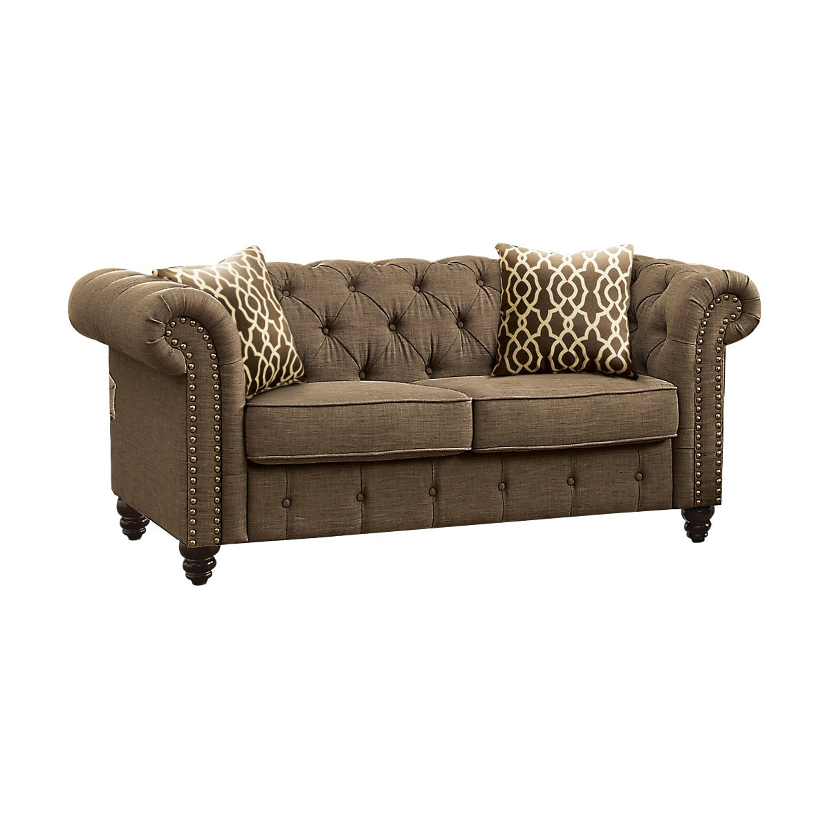 Aurelia 67"L Linen Loveseat with 2 Pillows