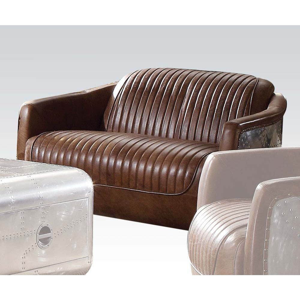 Loveseat Brancaster de 50" de largo en cuero de grano superior