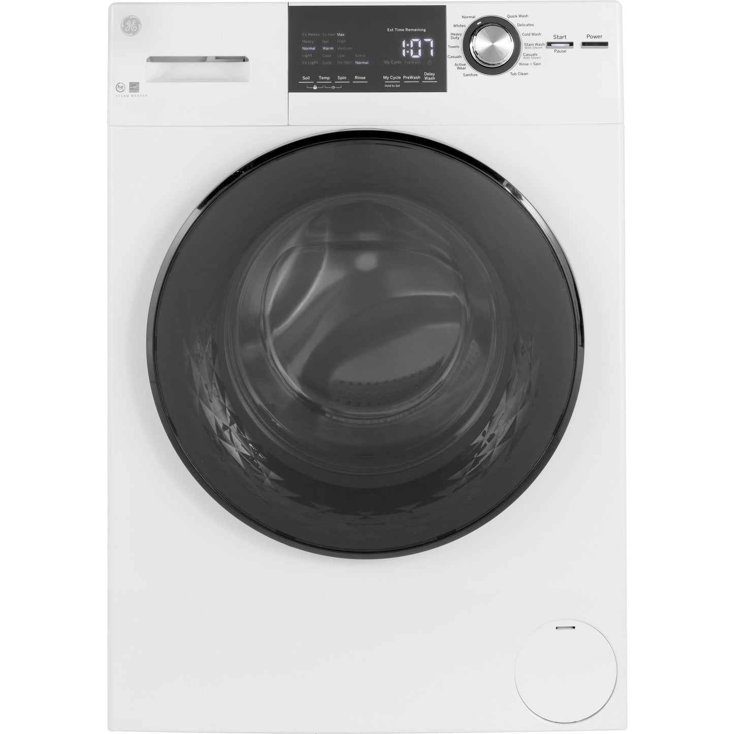  GE 2.4 Cu. Ft. Front Loading Washer with Steam GFW148SSMWW IMAGE 1