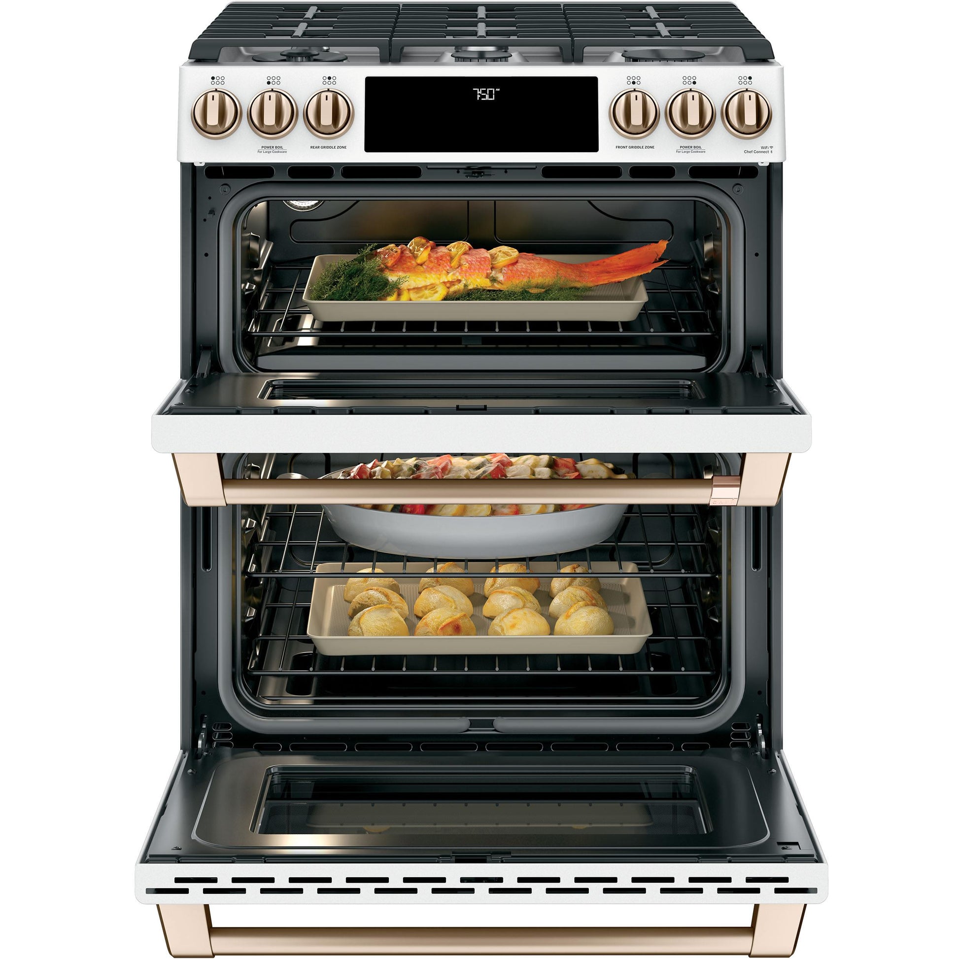  Café 30-inch Slide-in Gas Double Oven Range with Convection Technology CGS750P4MW2 IMAGE 6