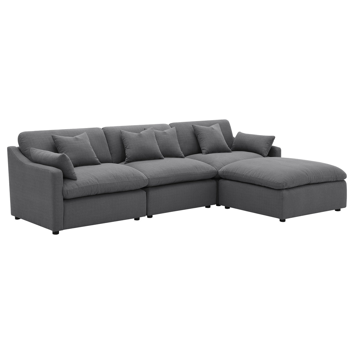 Hobson 4-piece Upholstered Modular Sectional Sofa Charcoal