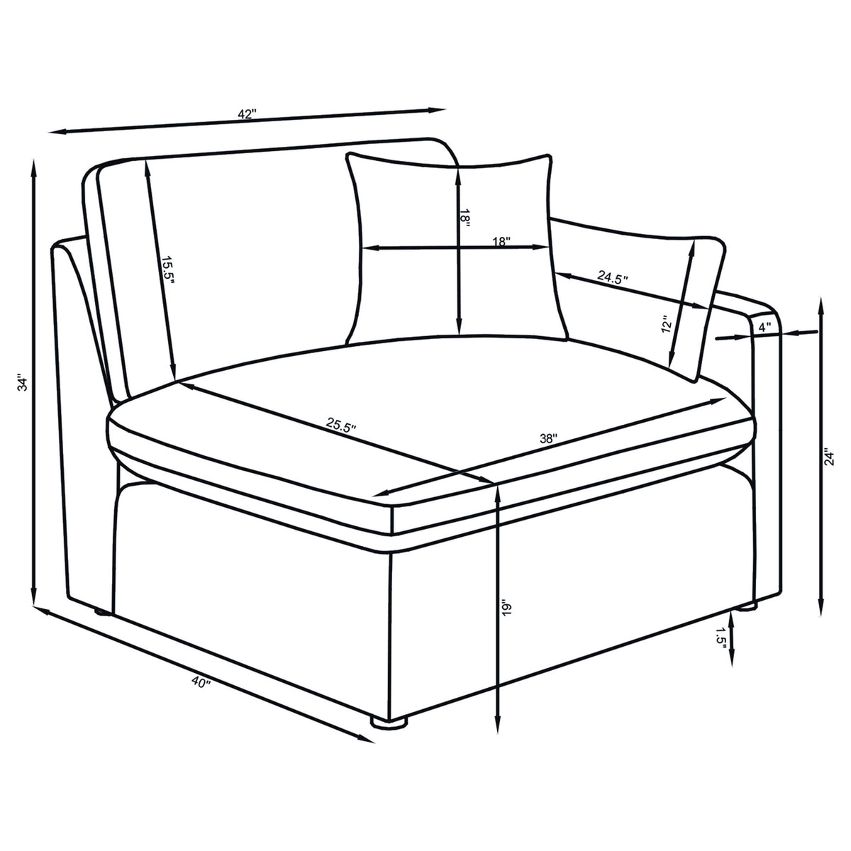 Hobson 4-piece Upholstered Modular Sectional Sofa Charcoal