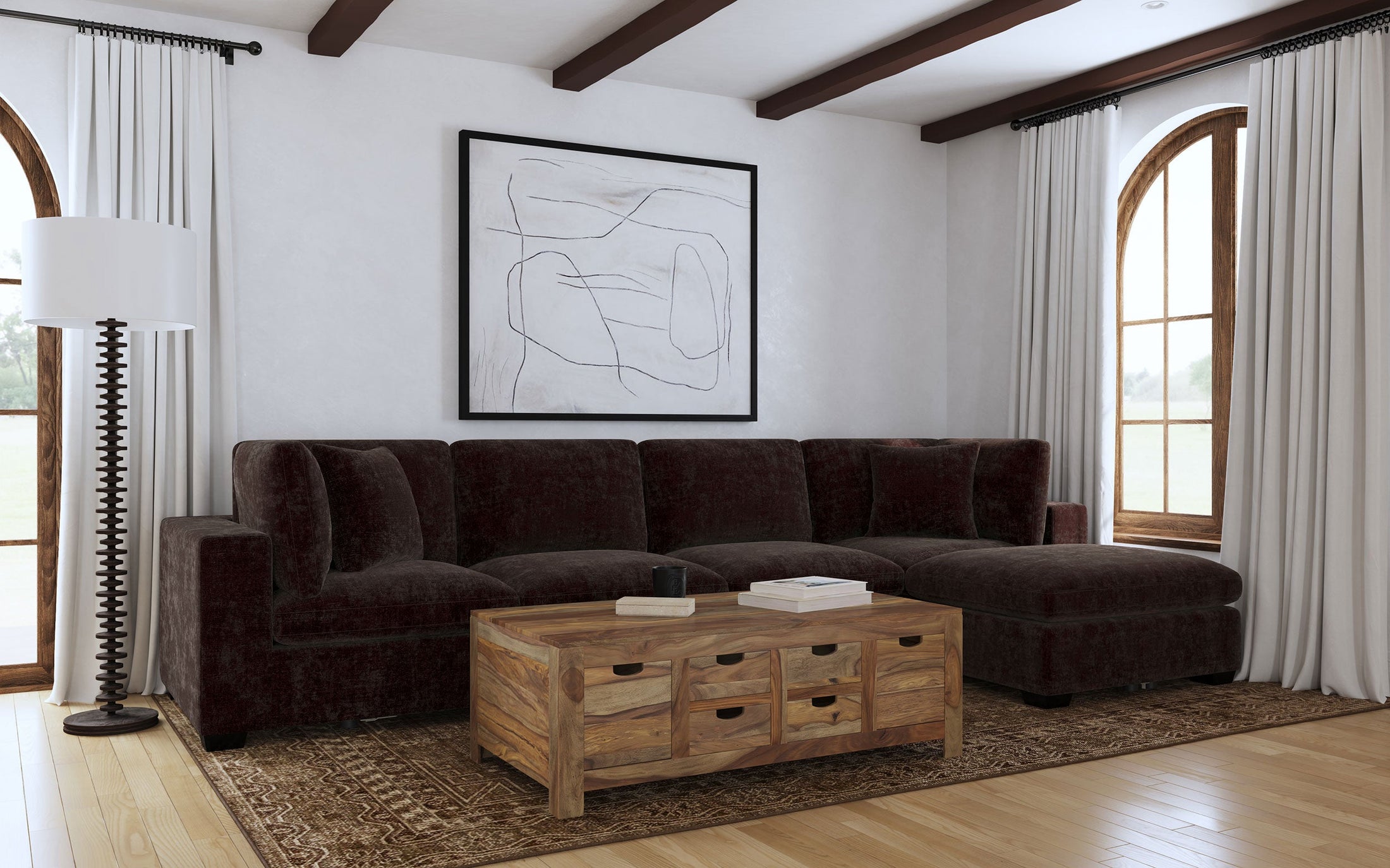 Seccional modular tapizado Lakeview color chocolate