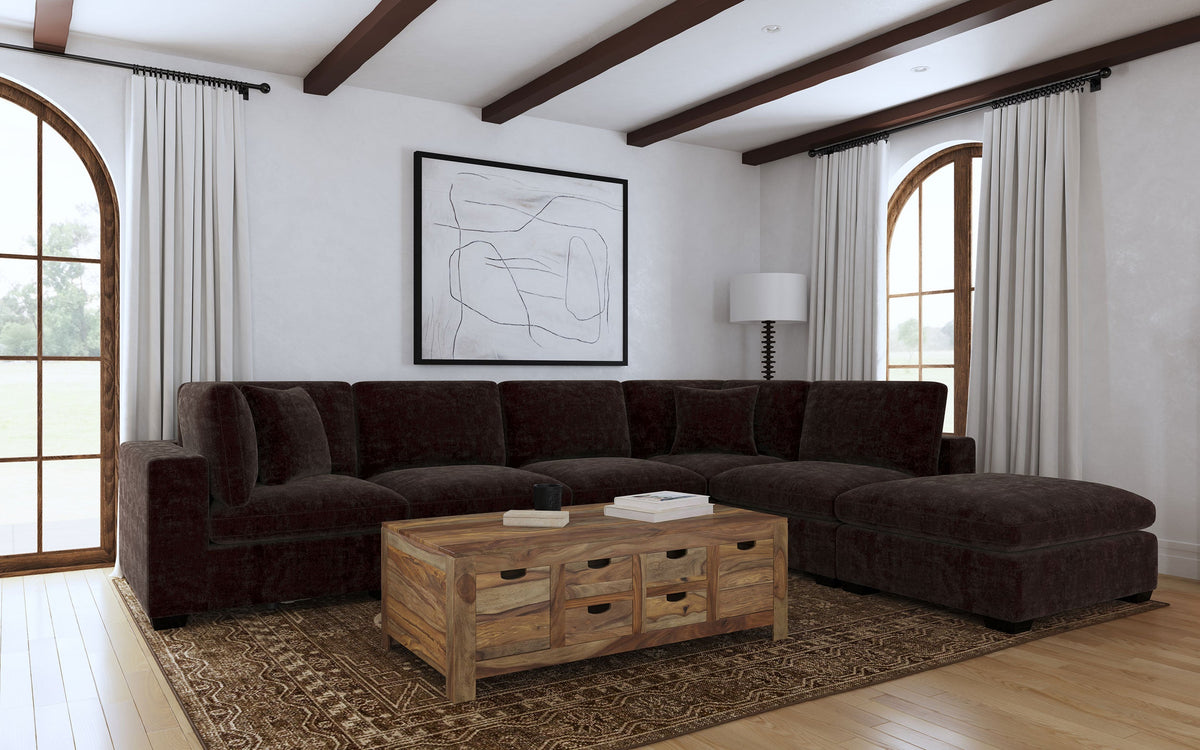 Seccional modular tapizado Lakeview color chocolate