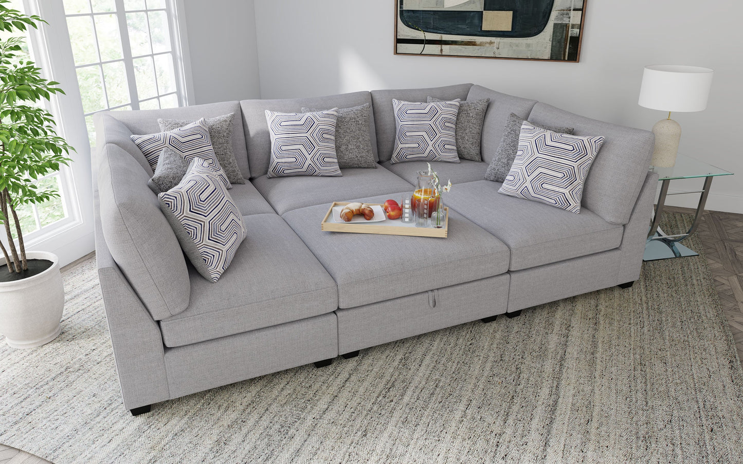 Sofá modular seccional tapizado Cambria gris