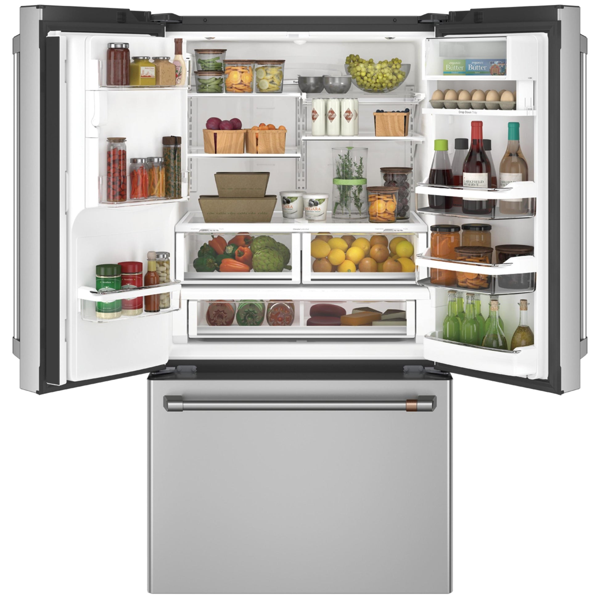  Café 36-inch, 27.8 cu.ft. Freestanding French 3-Door Refrigerator with External Water and ice Dispensing System CFE28TP2MS1 IMAGE 3