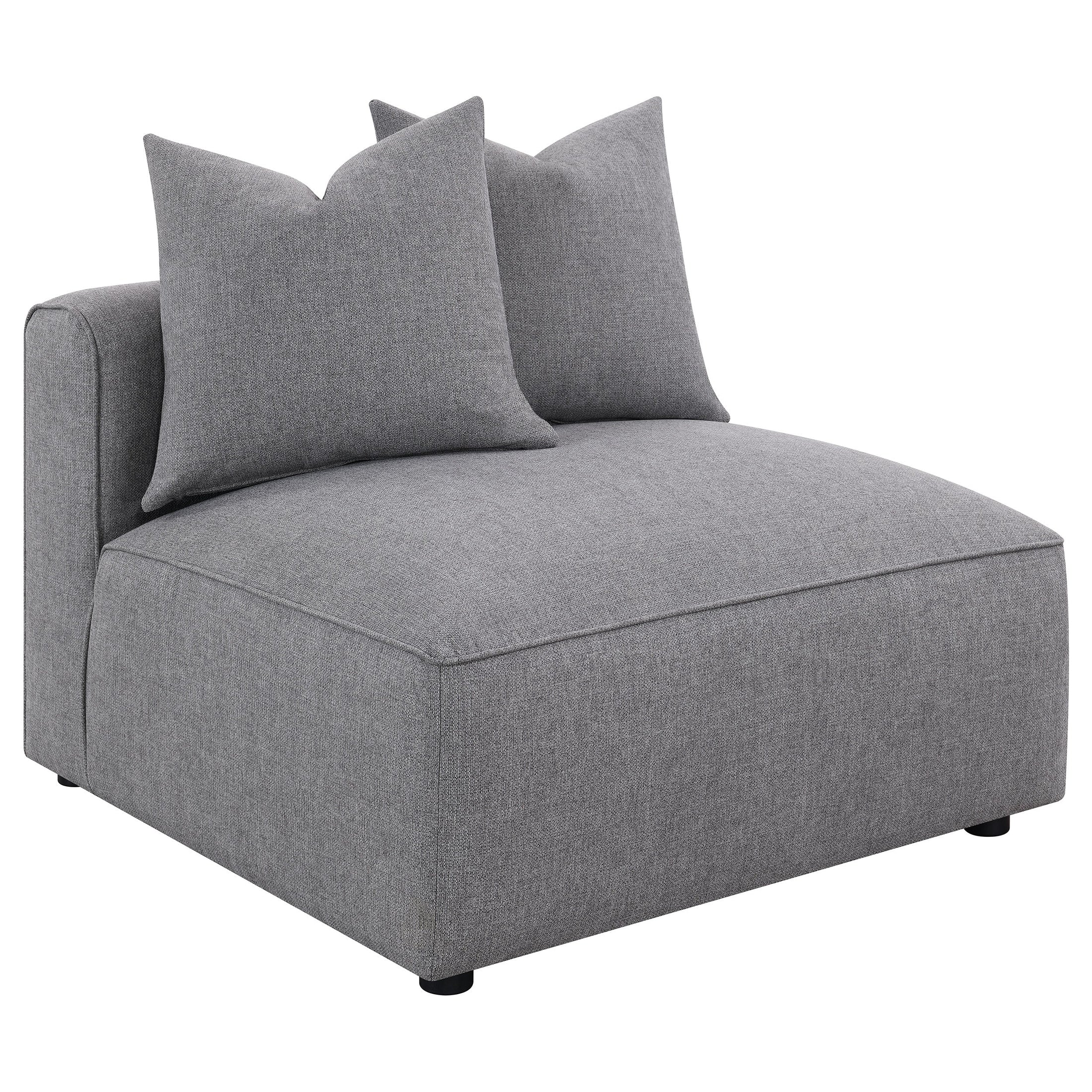 Sillón Jennifer tapizado sin brazos gris