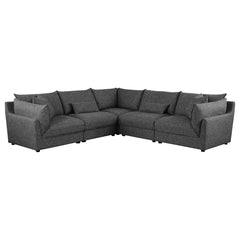 Seccional modular tapizado Sasha, color negro brillante