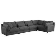 Seccional modular tapizado Sasha, color negro brillante