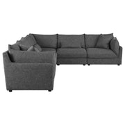 Seccional modular tapizado Sasha, color negro brillante