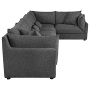 Seccional modular tapizado Sasha, color negro brillante