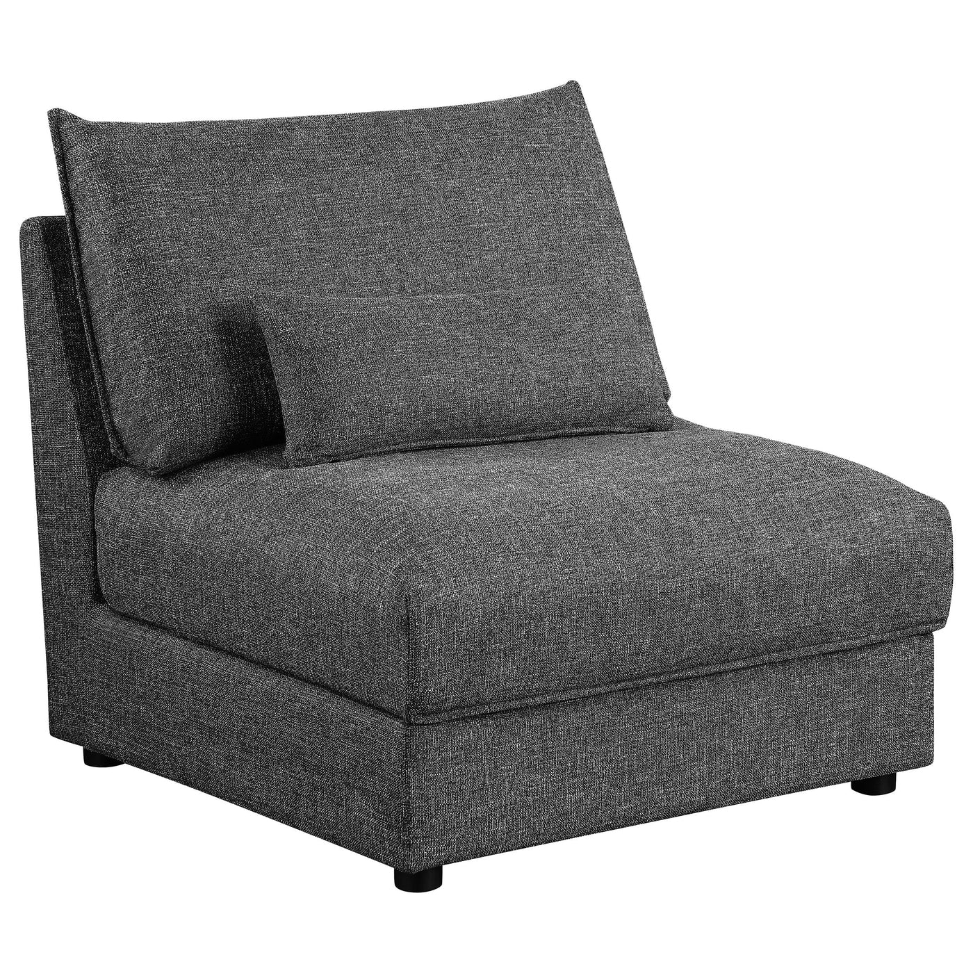 Sillón Sasha tapizado sin brazos, color negro