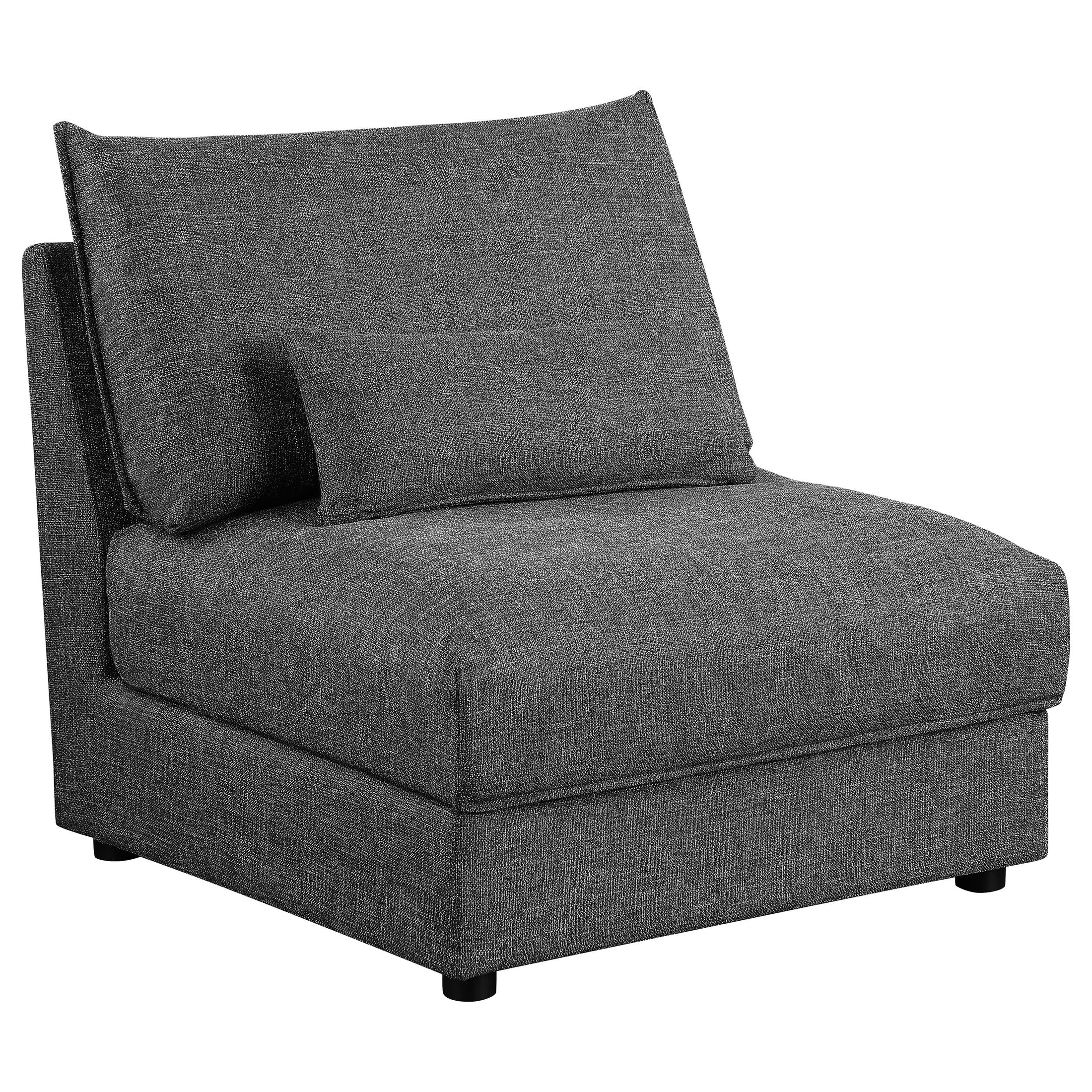 Sillón Sasha tapizado sin brazos, color negro