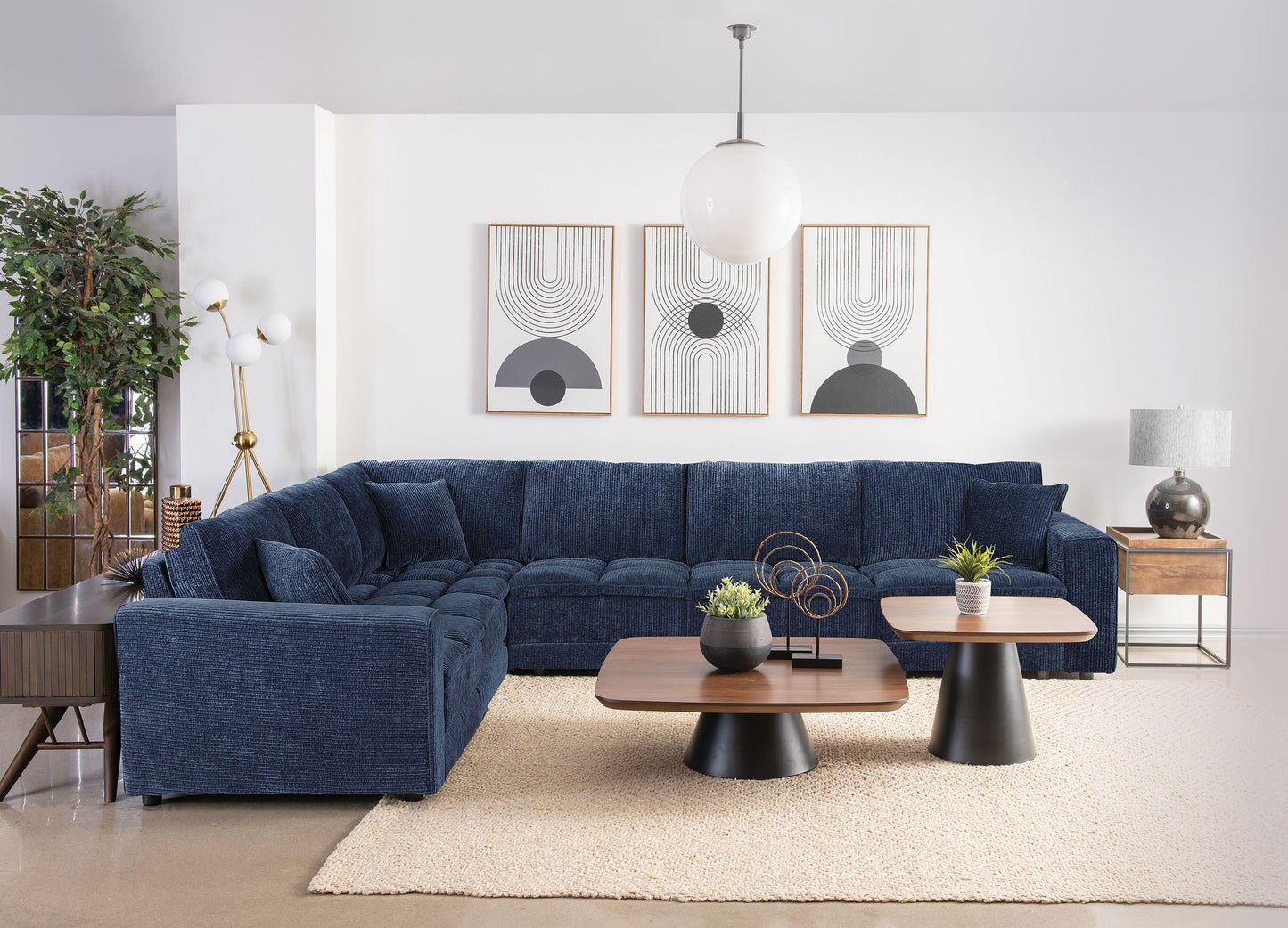 Atlantic 6-piece Upholstered Modular Sectional Sofa Blue