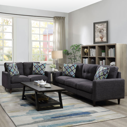 Watsonville Upholstered Track Arm Sofa Set Grey