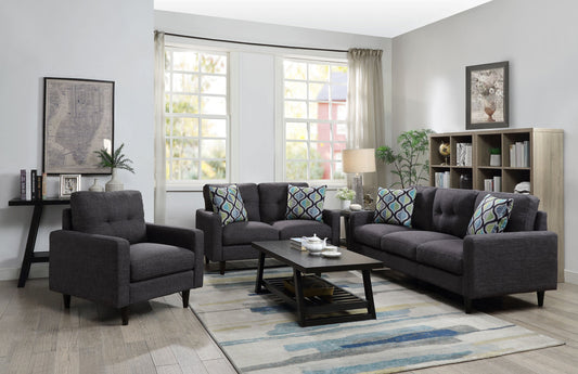Watsonville Upholstered Track Arm Sofa Set Grey