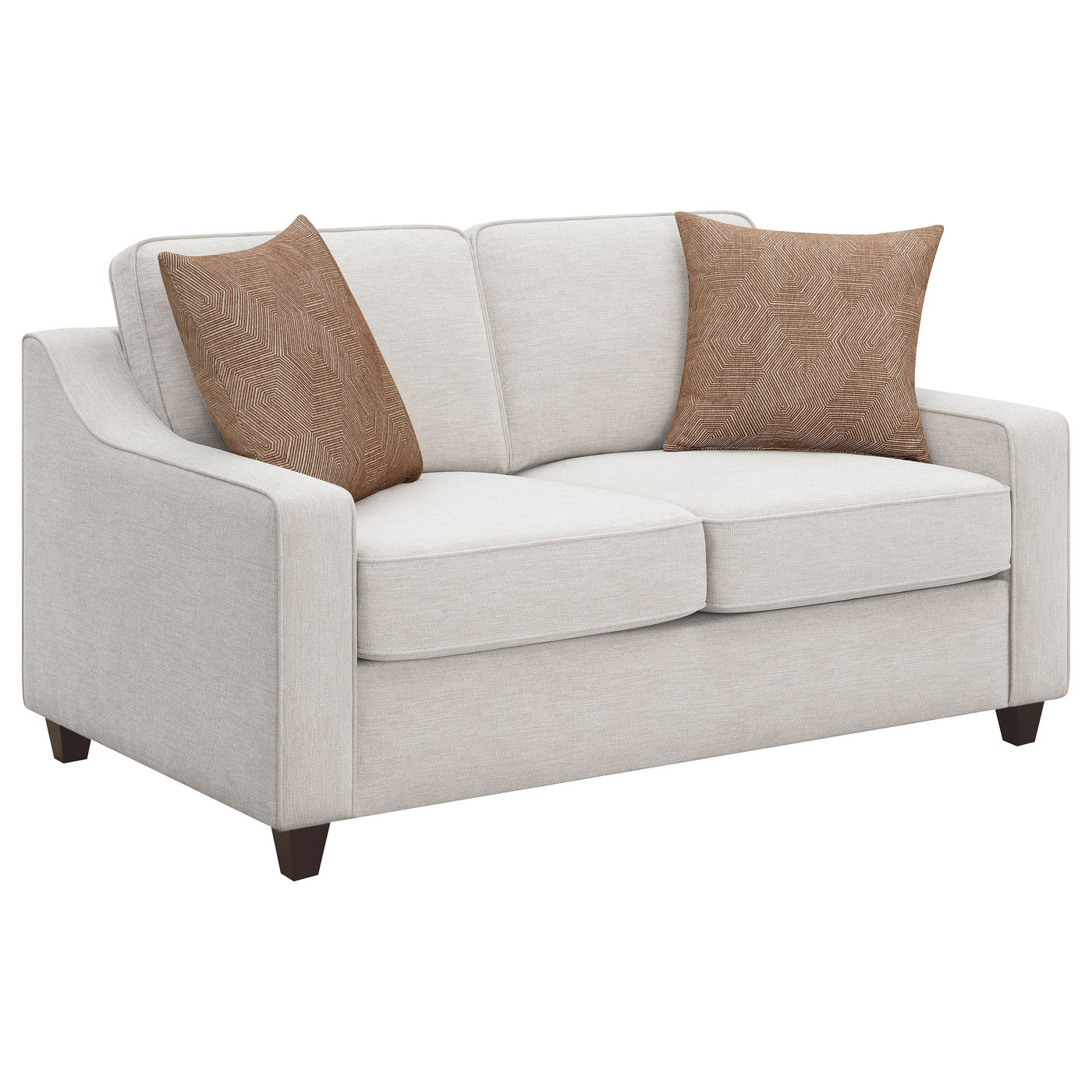 Loveseat tapizado con brazos inclinados Christine en beige