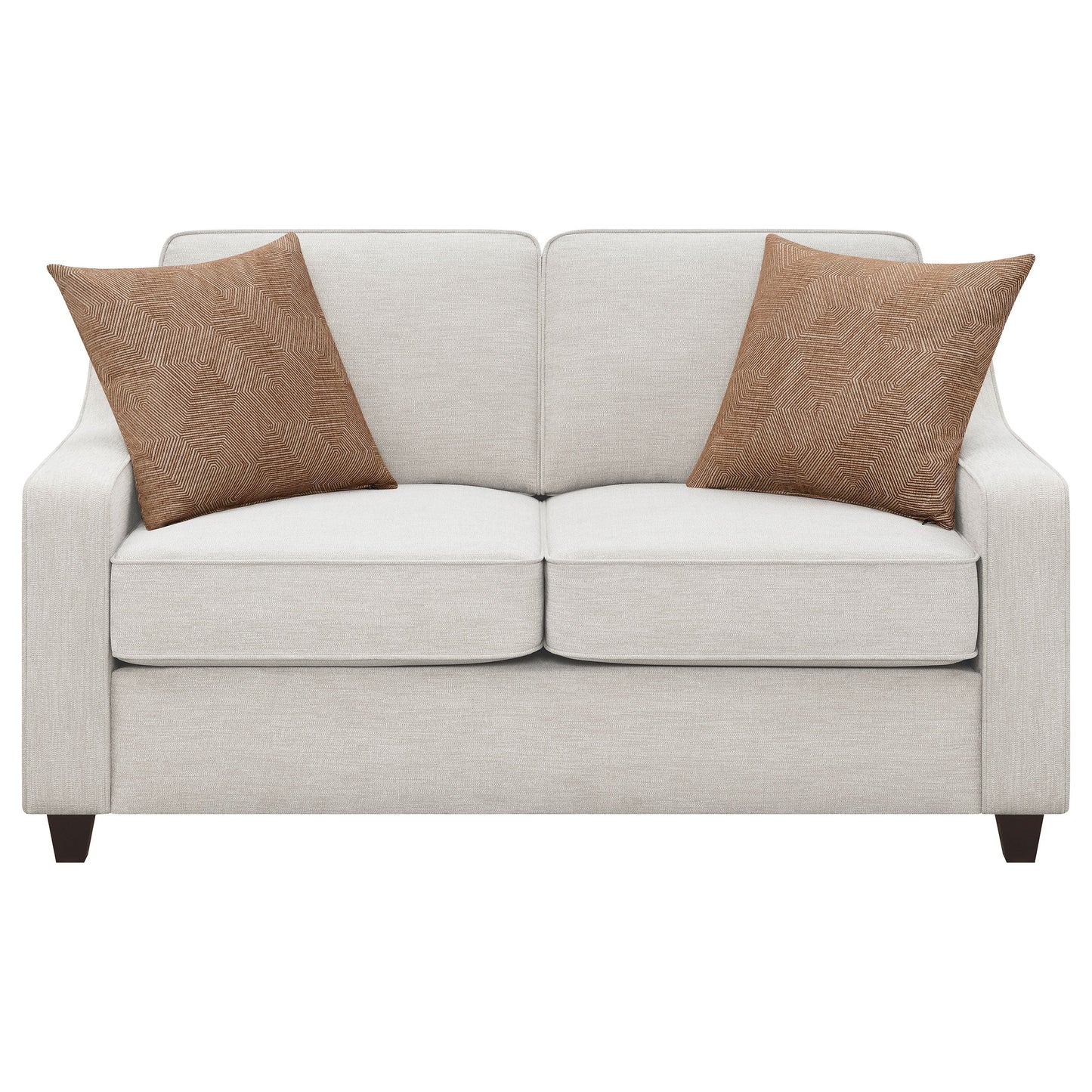 Loveseat tapizado con brazos inclinados Christine en beige