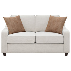 Loveseat tapizado con brazos inclinados Christine en beige