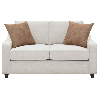 Loveseat tapizado con brazos inclinados Christine en beige