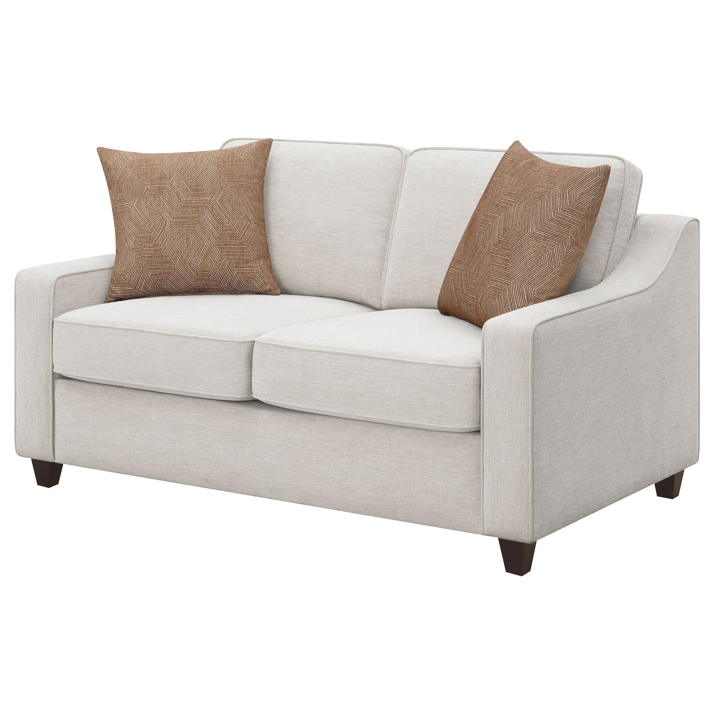 Loveseat tapizado con brazos inclinados Christine en beige