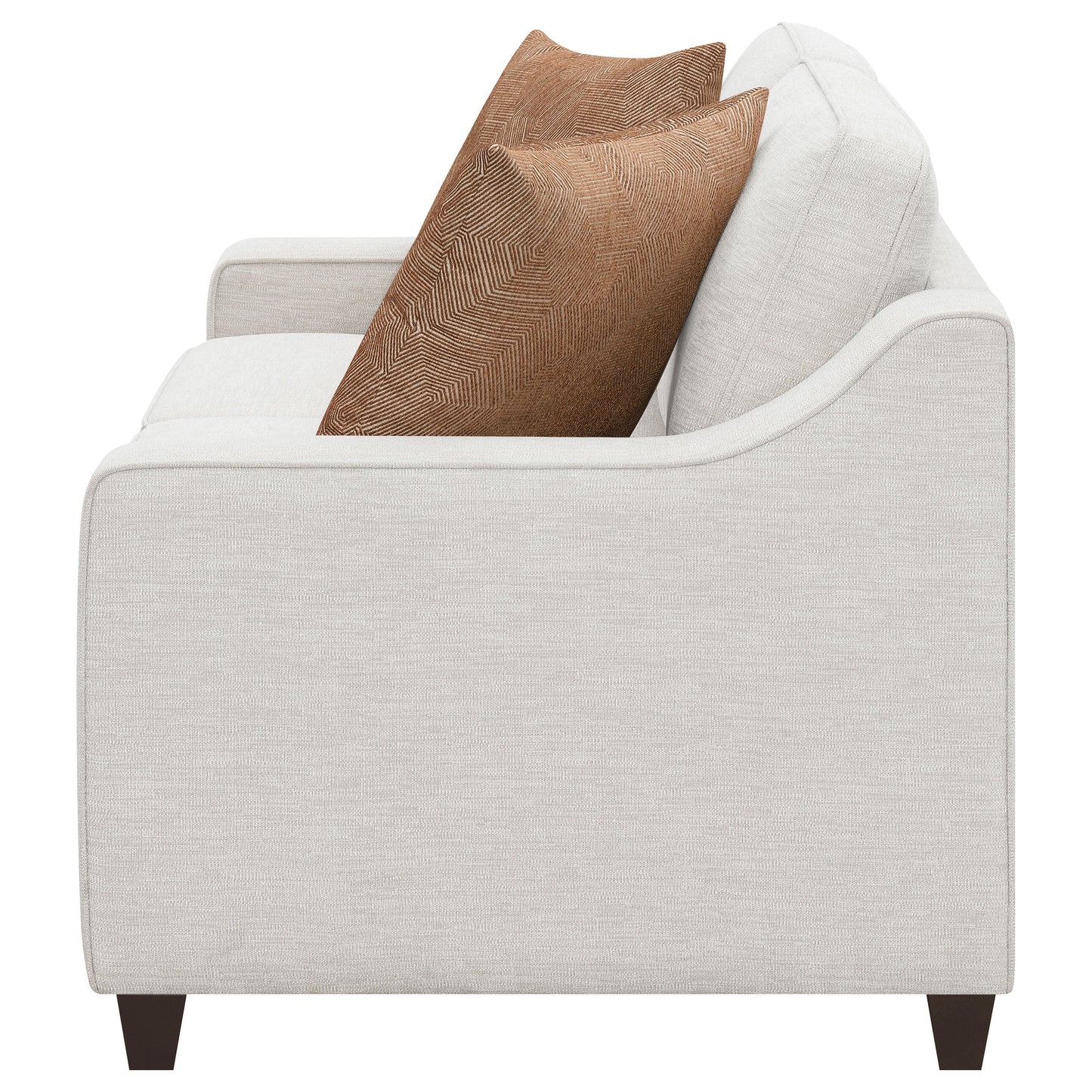 Loveseat tapizado con brazos inclinados Christine en beige