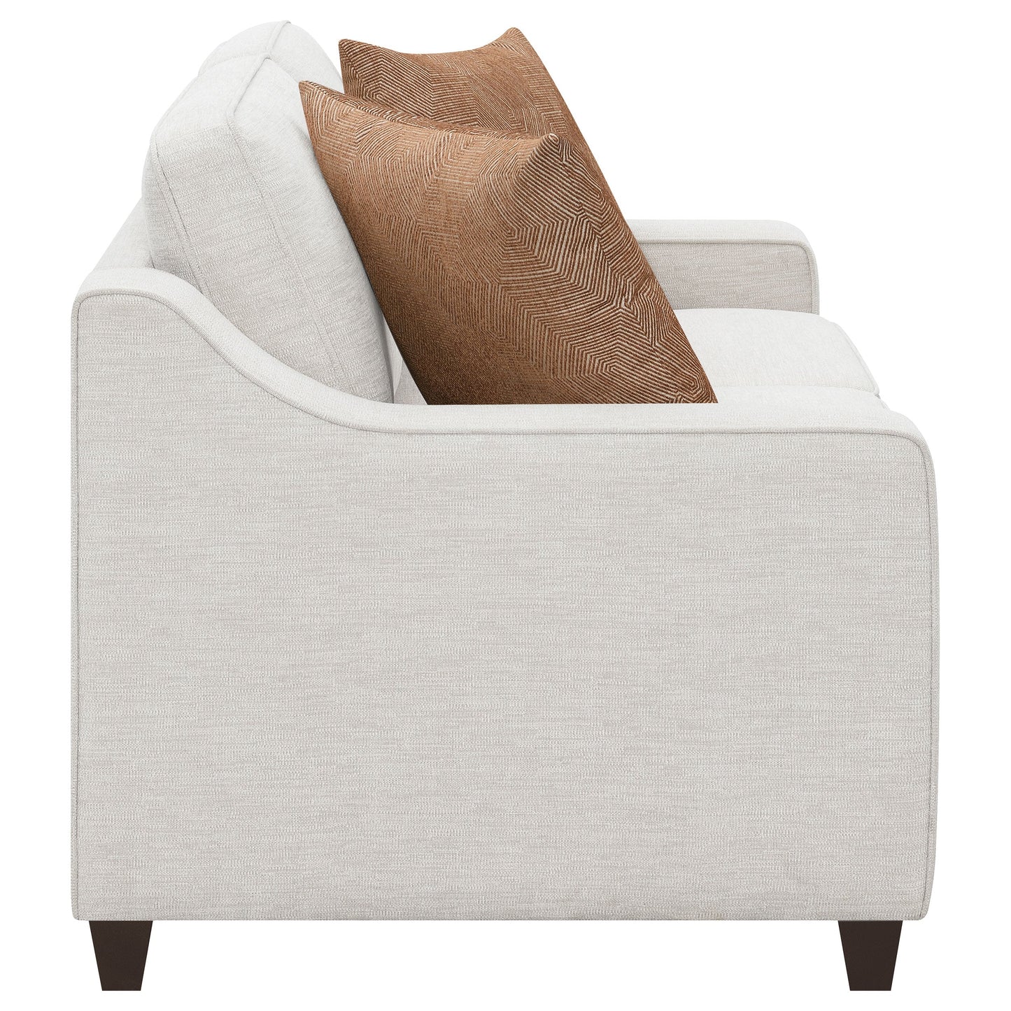 Loveseat tapizado con brazos inclinados Christine en beige