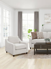 Sillón tapizado con brazos inclinados Christine en beige