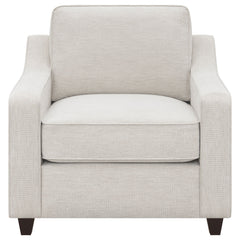 Sillón tapizado con brazos inclinados Christine en beige