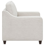Sillón tapizado con brazos inclinados Christine en beige