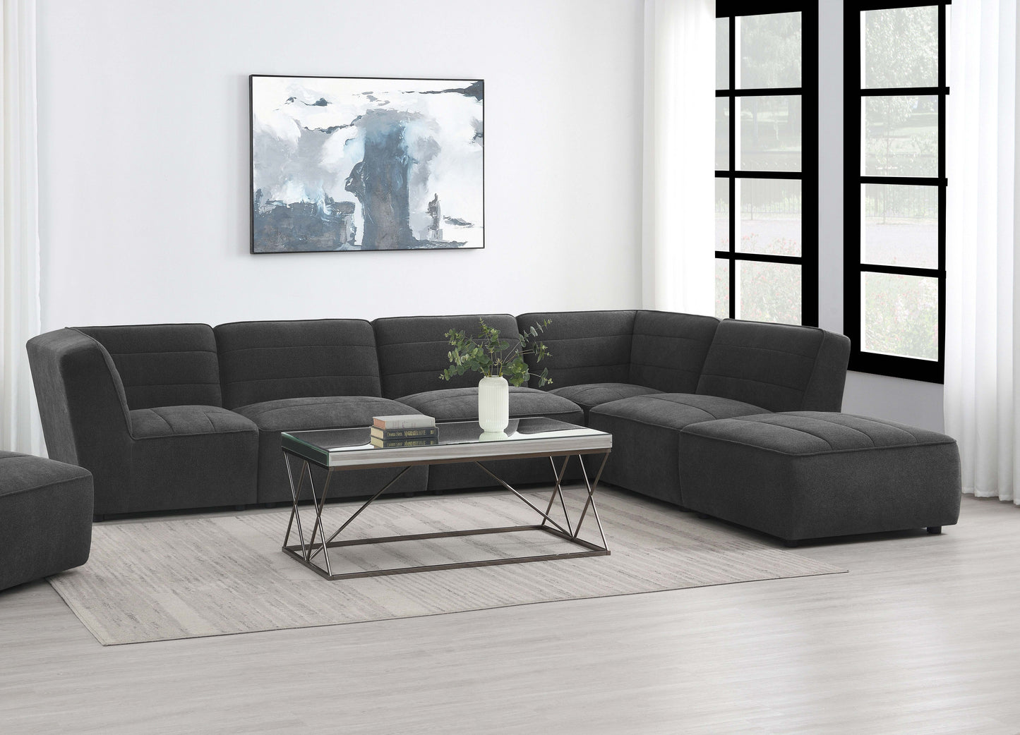 Sunny Upholstered Modular Sectional Sofa Charcoal