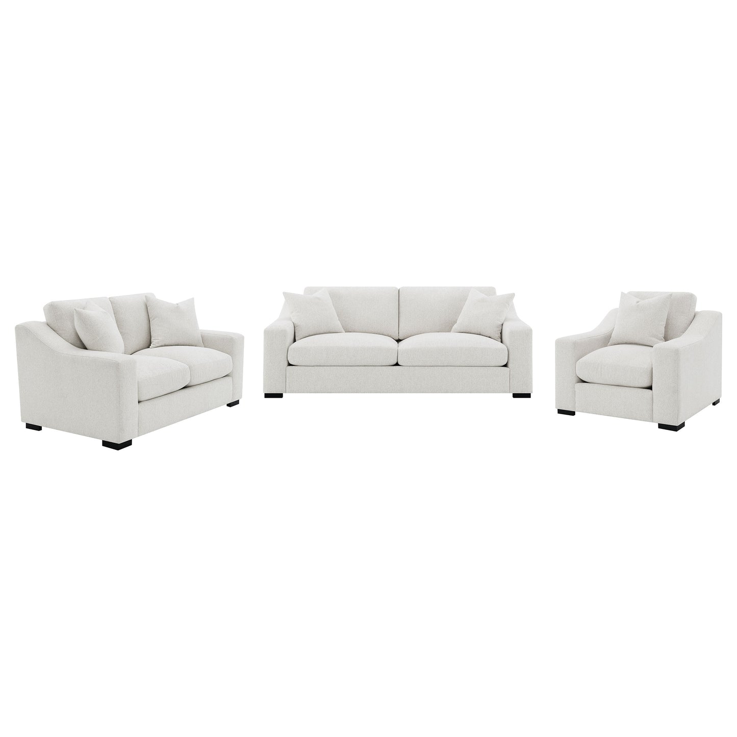Ashlyn  Upholstered Track Arm Sofa Set Sand