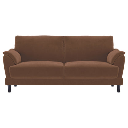 Selma 2-piece Velvet Upholstered Crescent Arm Sofa Set Rust