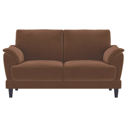 Selma 2-piece Velvet Upholstered Crescent Arm Sofa Set Rust