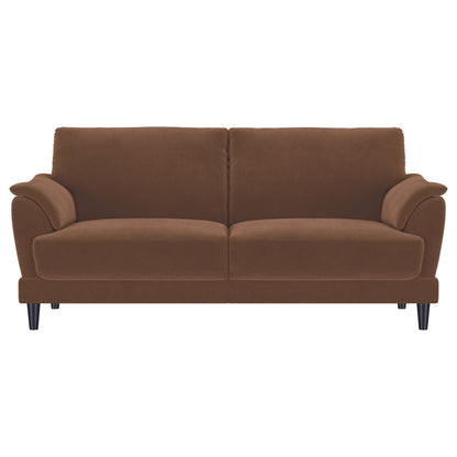 Selma Velvet Upholstered Crescent Arm Sofa Rust