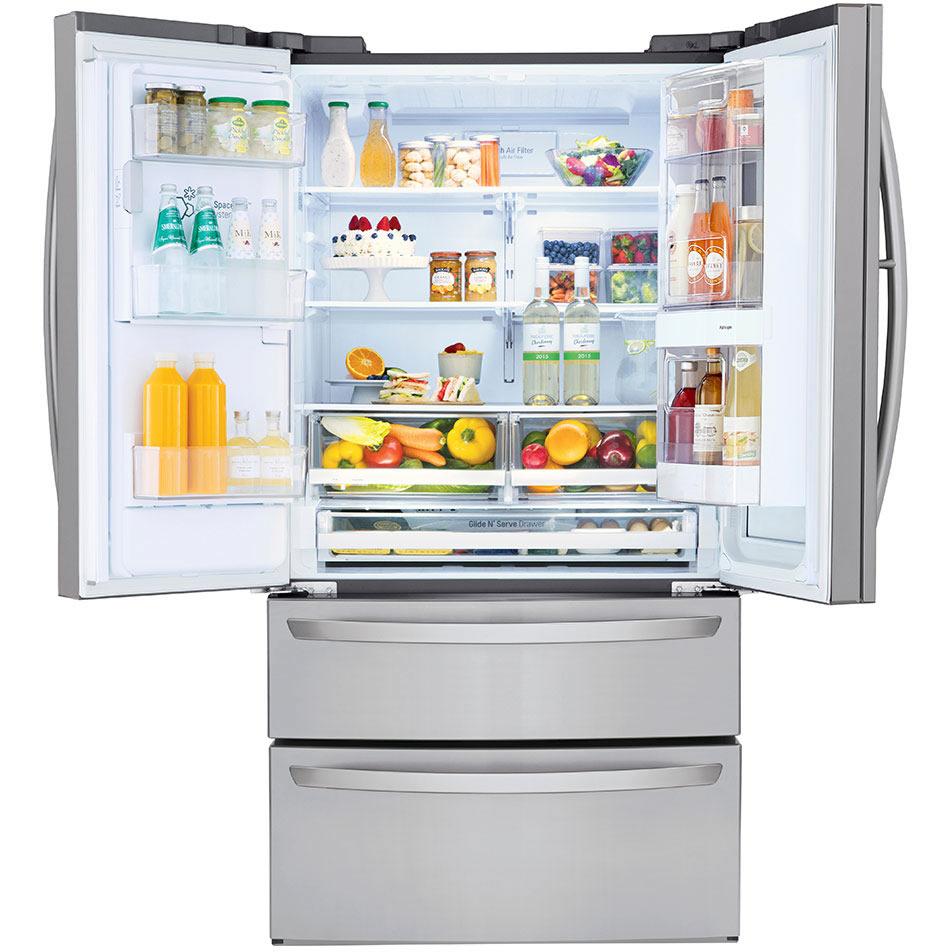 LG 36-inch, 27.8 cu.ft. Freestanding French 4-Door Refrigerator with Slim SpacePlus® Ice System LMXS28596S IMAGE 3