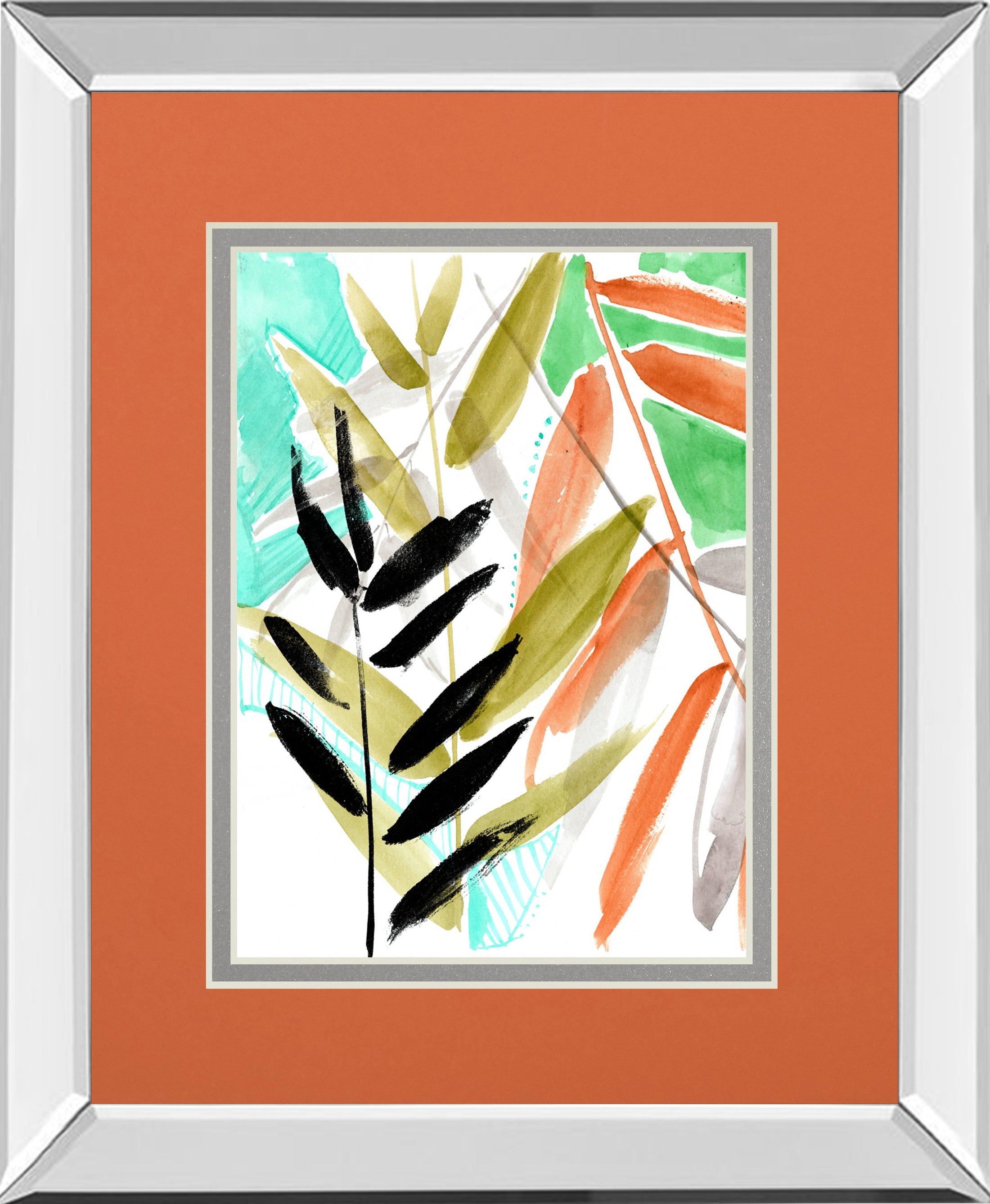 Mirrored Frame Vivid Fronds II BY Jennifer Goldberger