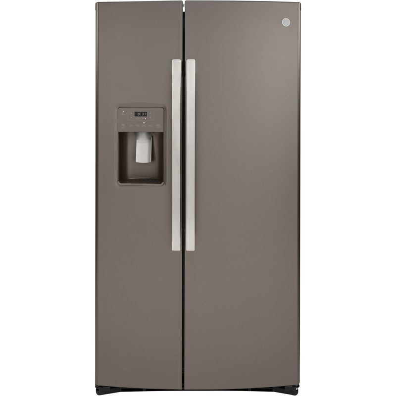 GE 36-inch, 21.8 cu.ft. Counter-Depth Side-by-Side Refrigerator with Water and Ice Dispensing System GZS22IMNES