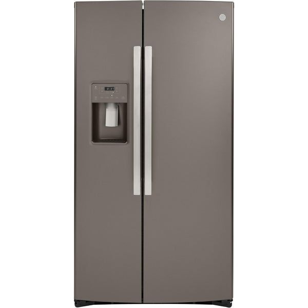 GE 36-inch, 21.8 cu.ft. Counter-Depth Side-by-Side Refrigerator with Water and Ice Dispensing System GZS22IMNES