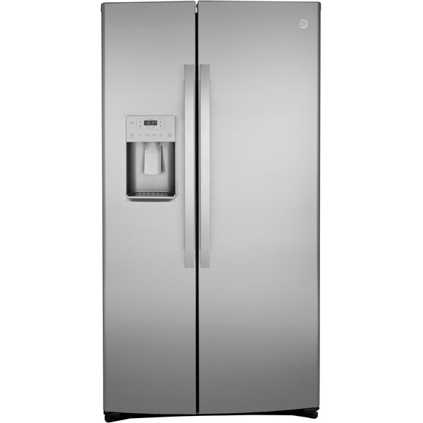 GE 36-inch, 21.8 cu.ft. Counter-Depth Side-by-Side Refrigerator with Water and Ice Dispensing System GZS22IYNFS