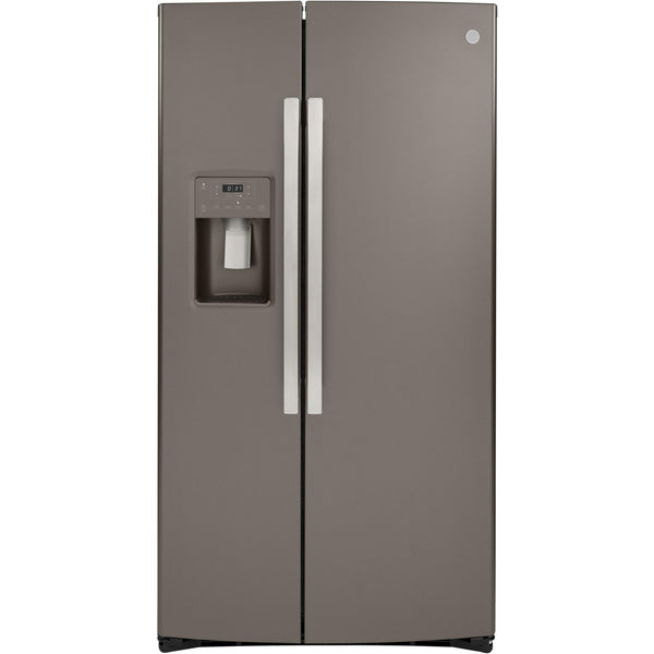 GE 36-inch, 25.1 cu.ft. Freestanding Side-by-Side Refrigerator with Water and Ice Dispensing System GSS25IMNES