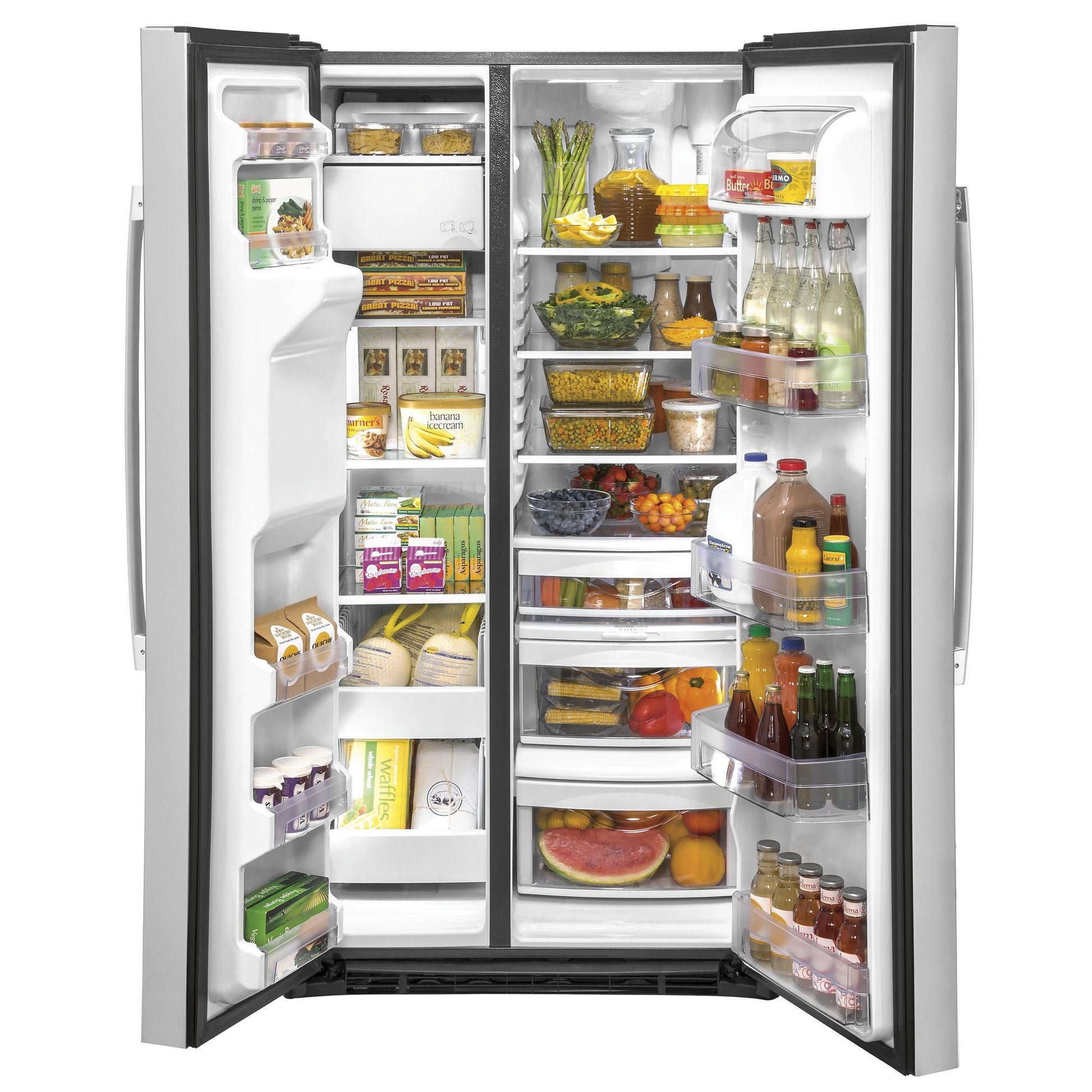 GE 36-inch, 25.1 cu.ft. Freestanding Side-by-Side Refrigerator with Water and Ice Dispensing System GSS25IYNFS IMAGE 4