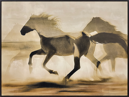 Galloping Shadows Hand-embellished Canvas in Frame
