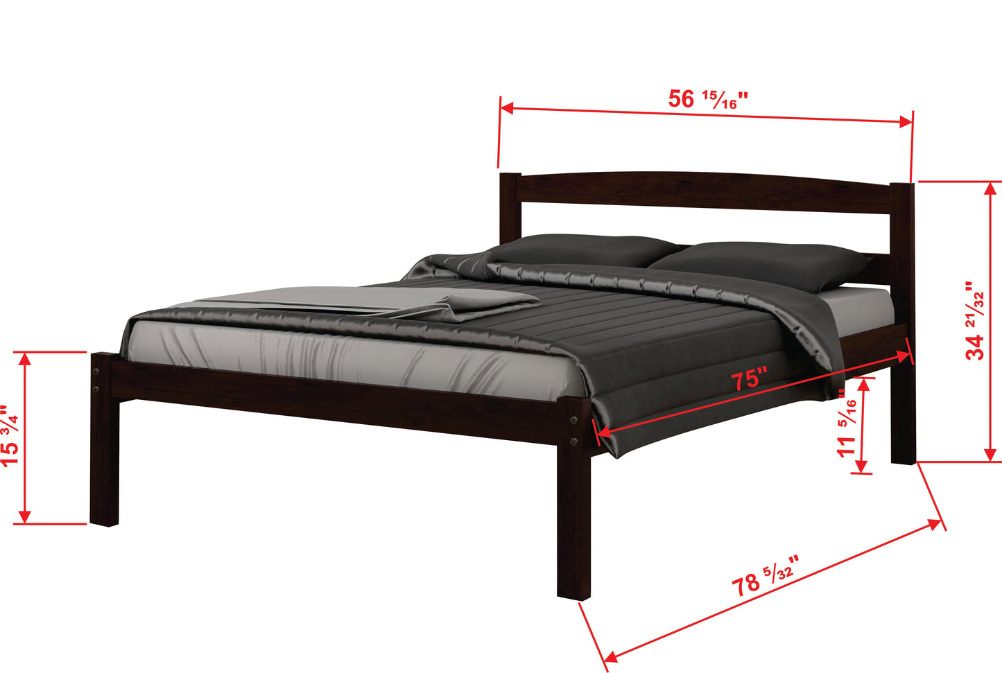 Econo Scandinavian Cappuccino Bed with Twin Trundle